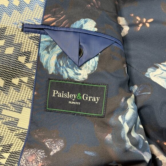 Paisley & Gray Blazer Mens 42R Slim Aztec Southwest NWT Sport Jacket Blue - Picture 2 of 10